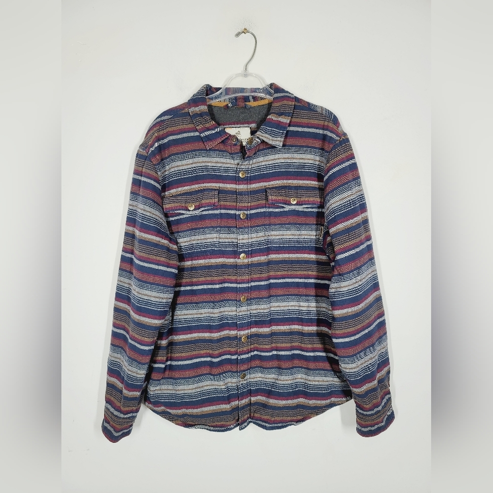 Legendary Whitetails Men's Striped Blue and Red Shirt, Size Large
